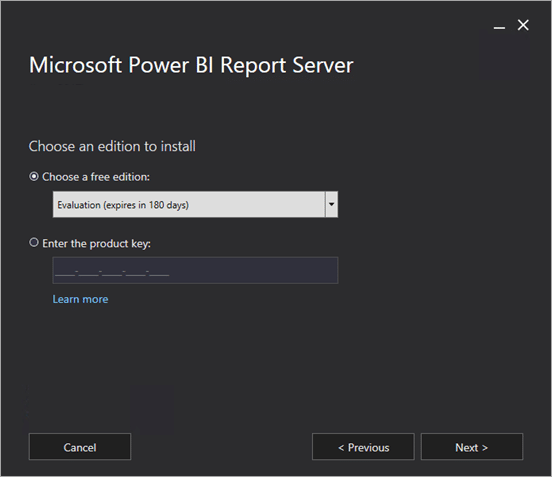 pbireportserver choose edition